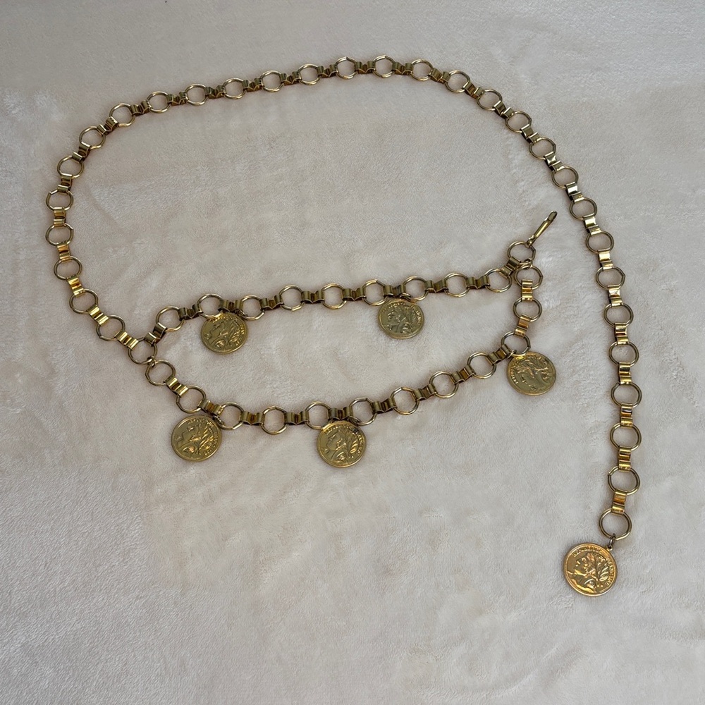 Vintage Gold Coin Chain Belt Republique Francaise - Adjustable - Super Sassy! - Picture 2 of 10